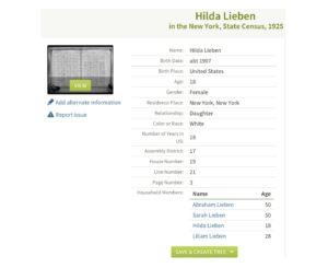 Hilda in 1925 census